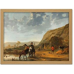 Artery8 Aelbert Cuyp River Landscape With Riders Painting Artwork Framed Wall Art Print 18X24 Inch Artery8 Aelbert Cuyp River Landscape With Riders Painting Artwork Framed Wall Art Print 18X24 Inch