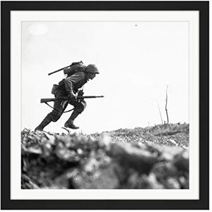 Fine Art Prints War WWII USA Marine Sniper Scout Machine Gun Fire Photo Square Wooden Framed Wall Art Print Picture 16X16 Inch Fine Art Prints War WWII USA Marine Sniper Scout Machine Gun Fire Photo Square Wooden Framed Wall Art Print Picture 16X16 Inch