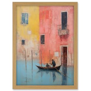 Artery8 Venice Canal Gondola Ride Oil Painting Blue Pink Yellow Pastel Colour Rower Boat on River Artwork Framed A3 Wall Art Print Artery8 Venice Canal Gondola Ride Oil Painting Blue Pink Yellow Pastel Colour Rower Boat on River Artwork Framed A3 Wall Art Print