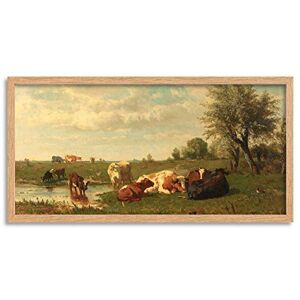 Artery8 Bilders Cows In The Meadow Landscape Painting Framed Wall Art Print Long 25X12 Inch Artery8 Bilders Cows In The Meadow Landscape Painting Framed Wall Art Print Long 25X12 Inch