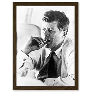 Artery8 JFK John F Kennedy Smoking Cigar US President Picture A4 Artwork Framed Wall Art Print Artery8 JFK John F Kennedy Smoking Cigar US President Picture A4 Artwork Framed Wall Art Print