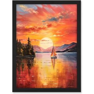 Artery8 Serene Lake Sunset Sailing Vibrant Oil Painting Sail Boat Lakeside Mountain Landscape Artwork Framed A3 Wall Art Print Artery8 Serene Lake Sunset Sailing Vibrant Oil Painting Sail Boat Lakeside Mountain Landscape Artwork Framed A3 Wall Art Print