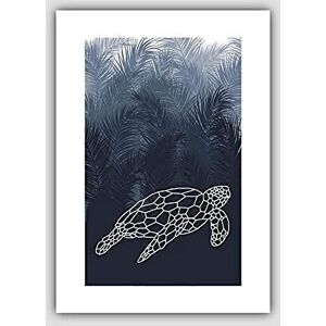 Artze Wall Art Geometric Turtle with Palms Leaves Art Print - Wall Art Artze Wall Art Geometric Turtle with Palms Leaves Art Print - Wall Art