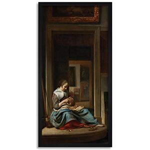 Artery8 Cornelis Bisschop Woman Peeling An Apple Painting Framed Wall Art Print Long 25X12 Inch Artery8 Cornelis Bisschop Woman Peeling An Apple Painting Framed Wall Art Print Long 25X12 Inch