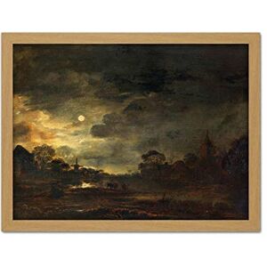 Artery8 Aert Van Der Neer Landscape By Moonlight Painting Artwork Framed Wall Art Print 18X24 Inch Artery8 Aert Van Der Neer Landscape By Moonlight Painting Artwork Framed Wall Art Print 18X24 Inch