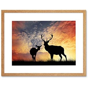 Wee Blue Coo Photo Composition Deer Silhouette Sunset Sky Stag Framed Print Picture F12X814 Wee Blue Coo Photo Composition Deer Silhouette Sunset Sky Stag Framed Print Picture F12X814