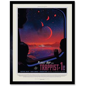 Wee Blue Coo Nasa Space Travel Advert Trappist 1E Planet Hop Art Print Framed Poster Wall Decor 12X16 Inch Wee Blue Coo Nasa Space Travel Advert Trappist 1E Planet Hop Art Print Framed Poster Wall Decor 12X16 Inch