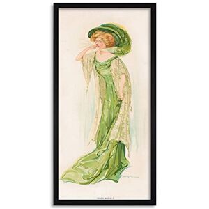 Artery8 Society Woman Green Dress Vintage Fashion Drawing Framed Wall Art Print Long 25X12 Inch Artery8 Society Woman Green Dress Vintage Fashion Drawing Framed Wall Art Print Long 25X12 Inch
