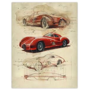 Artery8 Red Sports Car Design Sketch Drawing For Living Room Extra Large XL Wall Art Poster Print Artery8 Red Sports Car Design Sketch Drawing For Living Room Extra Large XL Wall Art Poster Print