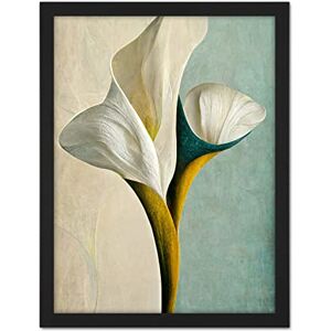 Wee Blue Coo Cala Lily Lilies Flower Abstract Minimalist Painting Duck Egg Cream Mustard Artwork Framed Wall Art Print 18X24 Inch Wee Blue Coo Cala Lily Lilies Flower Abstract Minimalist Painting Duck Egg Cream Mustard Artwork Framed Wall Art Print 18X24 Inch
