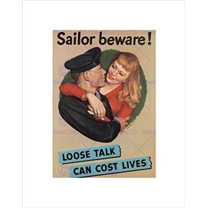 Wee Blue Coo WAR WWII LOOSE TALK COSTS LIVES SAILOR BEWARE FRAMED ART PRINT MOUNT B12X11188 Wee Blue Coo WAR WWII LOOSE TALK COSTS LIVES SAILOR BEWARE FRAMED ART PRINT MOUNT B12X11188