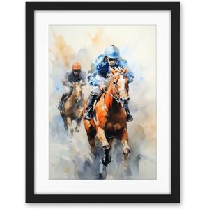 Artery8 Horseracing Jockeys Racing Horses Action Watercolour Kentucky Derby Grand National Cheltenham Gold Cup Painting Blue Orange Race Sport Artwork Framed Wall Art Print 18X24 Inch Artery8 Horseracing Jockeys Racing Horses Action Watercolour Kentucky Derby Grand National Cheltenham Gold Cup Painting Blue Orange Race Sport Artwork Framed Wall Art Print 18X24 Inch