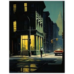 Artery8 New York at Dawn Edward Hopper Style Oil Painting Yellow Green Blue Man Walking in Empty City Street Unframed Wall Art Print Poster Home Decor Premium Artery8 New York at Dawn Edward Hopper Style Oil Painting Yellow Green Blue Man Walking in Empty City Street Unframed Wall Art Print Poster Home Decor Premium