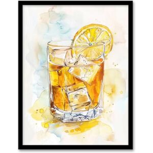 Artery8 Whiskey Highball Cocktail Lemon Bar Watercolour Kitchen Artwork Framed Wall Art Print A4 Artery8 Whiskey Highball Cocktail Lemon Bar Watercolour Kitchen Artwork Framed Wall Art Print A4