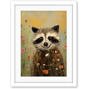 Artery8 Gleeful Raccoon Picking Flowers Oil Painting Red White Blooms Spring Meadow Landscape Kids Bedroom Artwork Framed Wall Art Print 18X24 Inch Artery8 Gleeful Raccoon Picking Flowers Oil Painting Red White Blooms Spring Meadow Landscape Kids Bedroom Artwork Framed Wall Art Print 18X24 Inch