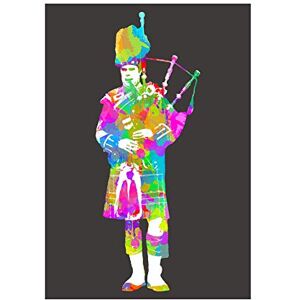 Wee Blue Coo Painting Colourful Pattern Piper Scotland Bagpipes Wall Art Print Wee Blue Coo Painting Colourful Pattern Piper Scotland Bagpipes Wall Art Print