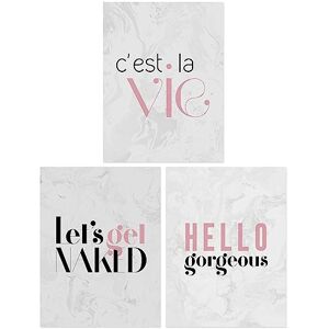 Wee Blue Coo Pack of 3 Stylish Modern Bedroom Art Hello Gorgeous Ce La Vie Cheeky Stylish Black Pink Marble Typography Unframed Wall Art Living Room Prints Set Wee Blue Coo Pack of 3 Stylish Modern Bedroom Art Hello Gorgeous Ce La Vie Cheeky Stylish Black Pink Marble Typography Unframed Wall Art Living Room Prints Set