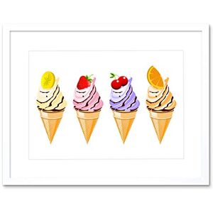 Wee Blue Coo Painting Illustration Four Fruit Ice Cream Cones Picture Framed Wall Art Print Wee Blue Coo Painting Illustration Four Fruit Ice Cream Cones Picture Framed Wall Art Print