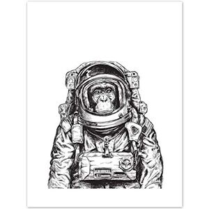Wee Blue Coo Chimpanzee Astronaut Space Animal Art Print Canvas Premium Wall Decor Poster Wee Blue Coo Chimpanzee Astronaut Space Animal Art Print Canvas Premium Wall Decor Poster