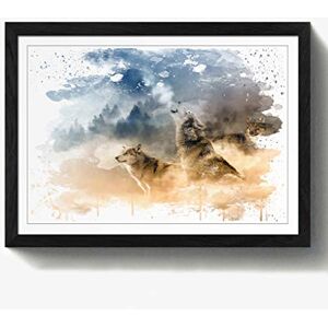 Arty Pie Framed Print Black A2 (24.5x18 Inch) Wolves Howling at The Moon Forest Landscape V3, Wood, Multi-Colour, 60 x 42 x 2 cm Arty Pie Framed Print Black A2 (24.5x18 Inch) Wolves Howling at The Moon Forest Landscape V3, Wood, Multi-Colour, 60 x 42 x 2 cm