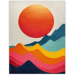 Artery8 Abstract Waves Sunset Sun Vibrant Oil Painting Living Room Bathroom Extra Large XL Wall Art Poster Print Artery8 Abstract Waves Sunset Sun Vibrant Oil Painting Living Room Bathroom Extra Large XL Wall Art Poster Print