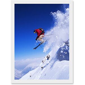Artery8 - Skier Ski Jumping Snow Sport Sky - A4 - Framed - Wall Art Print Artery8 - Skier Ski Jumping Snow Sport Sky - A4 - Framed - Wall Art Print