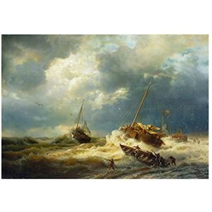 Wee Blue Coo Painting Seascape Maritime Achenbach Ships Storm Dutch Wall Art Print Wee Blue Coo Painting Seascape Maritime Achenbach Ships Storm Dutch Wall Art Print