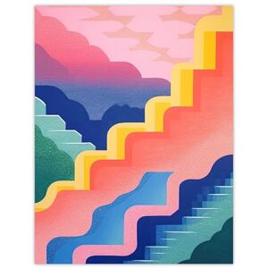 Artery8 Stairway To Heaven Colourful Abstract Risograph Screenprint Extra Large XL Wall Art Poster Print Artery8 Stairway To Heaven Colourful Abstract Risograph Screenprint Extra Large XL Wall Art Poster Print