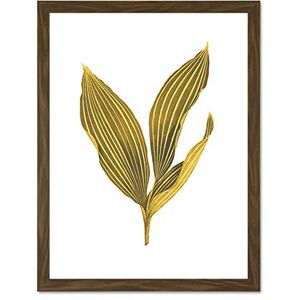 Wee Blue Coo Botanics Gold And Grey Stripes Large Brown Framed Art Print Wall Poster 18x24 inch Wee Blue Coo Botanics Gold And Grey Stripes Large Brown Framed Art Print Wall Poster 18x24 inch