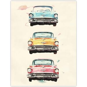 Artery8 3 Three Classic Vintage Cars Watercolour Modern Living Room Extra Large XL Wall Art Poster Print Artery8 3 Three Classic Vintage Cars Watercolour Modern Living Room Extra Large XL Wall Art Poster Print
