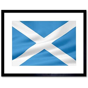Wee Blue Coo Flag National Scotland Saltire St Andrew Cross Blue White Framed Wall Art Print Wee Blue Coo Flag National Scotland Saltire St Andrew Cross Blue White Framed Wall Art Print