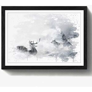 Arty Pie Framed Print Black A2 (24.5x18 Inch) Wolves and Stag Deer Forest Landscape V3, Wood, Multi-Colour, 60 x 42 x 2 cm Arty Pie Framed Print Black A2 (24.5x18 Inch) Wolves and Stag Deer Forest Landscape V3, Wood, Multi-Colour, 60 x 42 x 2 cm