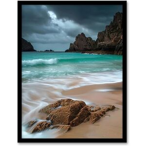 Artery8 Porthcurno Beach Cliffs Dramatic Landscape Living Room Artwork Framed Wall Art Print 18X24 Inch Artery8 Porthcurno Beach Cliffs Dramatic Landscape Living Room Artwork Framed Wall Art Print 18X24 Inch