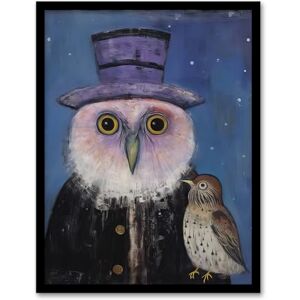 Artery8 Top Hat And Tailfeathers Uncanny Friends Oil Painting Sparrow And Owl Artwork Framed Wall Art Print A4 Artery8 Top Hat And Tailfeathers Uncanny Friends Oil Painting Sparrow And Owl Artwork Framed Wall Art Print A4