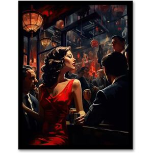 Artery8 The Girl In The Red Dress Film Noir Jazz Bar Nightclub Vintage Artwork Framed Wall Art Print 18X24 Inch Artery8 The Girl In The Red Dress Film Noir Jazz Bar Nightclub Vintage Artwork Framed Wall Art Print 18X24 Inch
