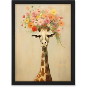 Artery8 Cheerful Giraffe with Wildflower Bouquet Hat Spring Camouflage Whimsical Oil Painting Nursery Artwork Framed A3 Wall Art Print Artery8 Cheerful Giraffe with Wildflower Bouquet Hat Spring Camouflage Whimsical Oil Painting Nursery Artwork Framed A3 Wall Art Print