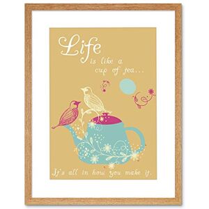 Wee Blue Coo Life Is Like Cup Of Tea Birds Quote Typography Framed Art Print Picture F12X482 Wee Blue Coo Life Is Like Cup Of Tea Birds Quote Typography Framed Art Print Picture F12X482