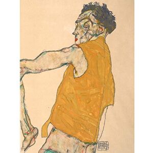 Fine Art Prints Egon Schiele Self Portrait In Yellow Vest 1914 Large Wall Art Print Canvas Premium Poster Mural Fine Art Prints Egon Schiele Self Portrait In Yellow Vest 1914 Large Wall Art Print Canvas Premium Poster Mural