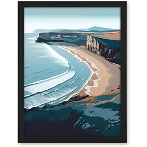 Artery8 Rhossili Bay Cliffs Over Beach Coastal Landscape Artwork Framed Wall Art Print 18X24 Inch Artery8 Rhossili Bay Cliffs Over Beach Coastal Landscape Artwork Framed Wall Art Print 18X24 Inch