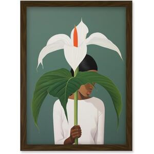 Artery8 Giant Peace Lily Showcase Realistic Oil Painting White Teal Green Woman with Flower Minimalist Artwork Framed Wall Art Print A4 Artery8 Giant Peace Lily Showcase Realistic Oil Painting White Teal Green Woman with Flower Minimalist Artwork Framed Wall Art Print A4