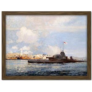 Fine Art Prints Mason HM Submarine M1 Sedd-el-bahr WWI Painting Artwork Framed Wall Art Print 18X24 Inch Fine Art Prints Mason HM Submarine M1 Sedd-el-bahr WWI Painting Artwork Framed Wall Art Print 18X24 Inch
