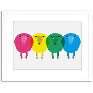 Wee Blue Coo Cute Colourful Cartoon Sheep Framed Framed Wall Art Print Wee Blue Coo Cute Colourful Cartoon Sheep Framed Framed Wall Art Print