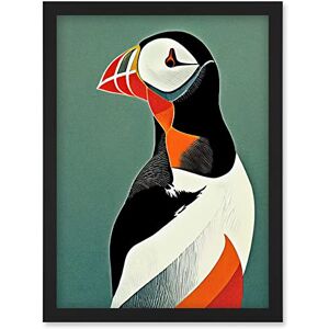 Wee Blue Coo Bright Bold Colourful Atlantic Puffin Bird Portrait Artwork Framed Wall Art Print A4 Wee Blue Coo Bright Bold Colourful Atlantic Puffin Bird Portrait Artwork Framed Wall Art Print A4