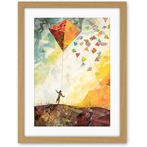 Artery8 Child Flying Big Kite in Rainbow Colour Sunset Sky Artwork Framed Wall Art Print 18X24 Inch Artery8 Child Flying Big Kite in Rainbow Colour Sunset Sky Artwork Framed Wall Art Print 18X24 Inch