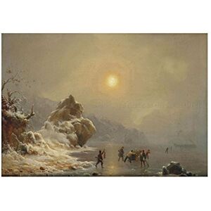Wee Blue Coo Painting Landscape Winter Achenbach Hunters On Ice Wall Art Print Wee Blue Coo Painting Landscape Winter Achenbach Hunters On Ice Wall Art Print