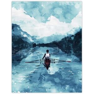 Artery8 Rowing Boat Blue Watercolour Coastal Landscape Living Room Extra Large XL Wall Art Poster Print Artery8 Rowing Boat Blue Watercolour Coastal Landscape Living Room Extra Large XL Wall Art Poster Print