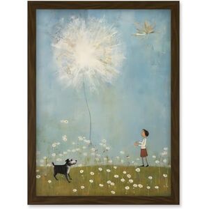 Artery8 Chasing the Giant Dandelion Dream Artwork Giant Wish Oil Painting Kids Bedroom Child and Pet Dog in Daisy Field Artwork Framed Wall Art Print A4 Artery8 Chasing the Giant Dandelion Dream Artwork Giant Wish Oil Painting Kids Bedroom Child and Pet Dog in Daisy Field Artwork Framed Wall Art Print A4