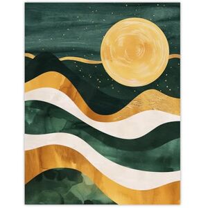 Artery8 Full Moon Over Mountains Green Gold Boho Abstract Living Room Large Wall Art Poster Print Thick Paper 18X24 Inch Artery8 Full Moon Over Mountains Green Gold Boho Abstract Living Room Large Wall Art Poster Print Thick Paper 18X24 Inch