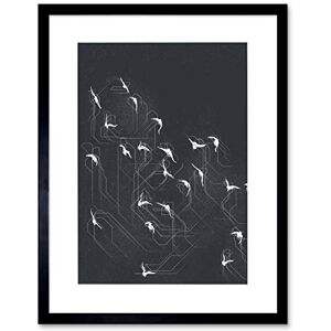 Wee Blue Coo Flock Of Birds Silhouette Abstract Framed Wall Art Print Wee Blue Coo Flock Of Birds Silhouette Abstract Framed Wall Art Print