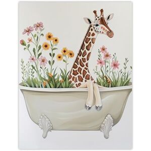 Artery8 Cute Boho Giraffe in Bathtub Filled with Flowers Bathroom Toilet Extra Large XL Wall Art Poster Print Artery8 Cute Boho Giraffe in Bathtub Filled with Flowers Bathroom Toilet Extra Large XL Wall Art Poster Print